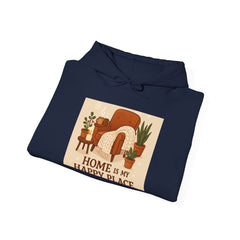 Hoodie — "Home Is My Happy Place" Cozy Boho Plant Lover Pullover