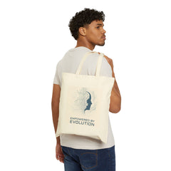 Evolution AI Silhouette Tote Bag — "Empowered by Evolution" Cotton Canvas Shopper