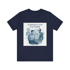 Embrace the Future T-Shirt — Tech Robot & Human Illustration