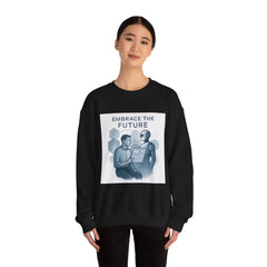 Embrace the Future Sweatshirt — Retro Robot & Human Tech Graphic Crewneck