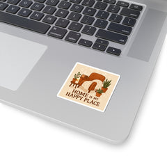 Sticker — "Home Is My Happy Place" Cozy Armchair Decorative Sticker