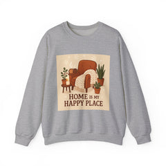 Home Is My Happy Place Crewneck Sweatshirt — Cozy Living Room Comfort