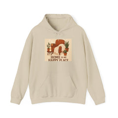 Hoodie — "Home Is My Happy Place" Cozy Boho Plant Lover Pullover