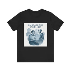 Embrace the Future T-Shirt — Tech Robot & Human Illustration