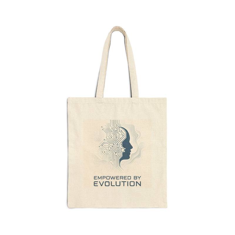Empowered by Evolution Canvas Tote — Tech & Human Silhouette Eco Bag