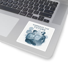 Kiss-Cut Sticker — "Embrace the Future" Robot & Human Tech Design