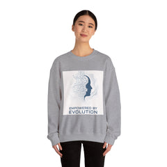 Evolution Tech Crewneck Sweatshirt — "Empowered by Evolution" Graphic