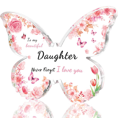 Daughter Gifts from Mom Dad Gifts for Daughter Acrylic Butterfly Plaque 3.9 × 3.0 × 0.4 in Daughter Birthday Gifts Graduation Gifts for Daughter Birthday Gift for Daughter Mother Daughter Gift