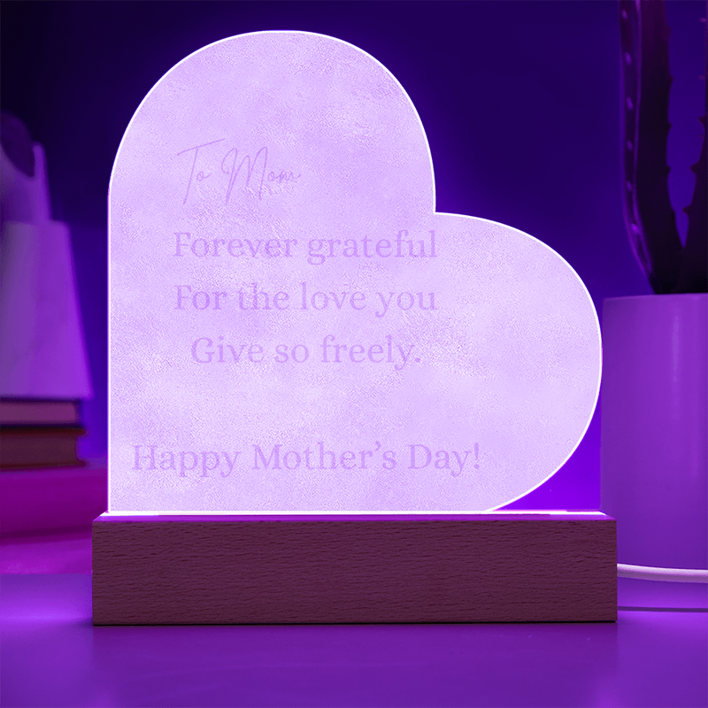 For Mom Acrylic Engraved Heart