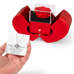Happy Mother's Day Elegant Rose and Love knot Necklace Gift Set