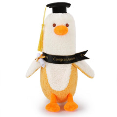12 Graduation Banana Duck Plush Toy-Graduation Gifts Duck Stuffed Animals Elastic Duck Plush Stuffed Animals Banana Plushie Hugging Pillow Body Pillow Room Decoration Gift for Kids Girls Boys