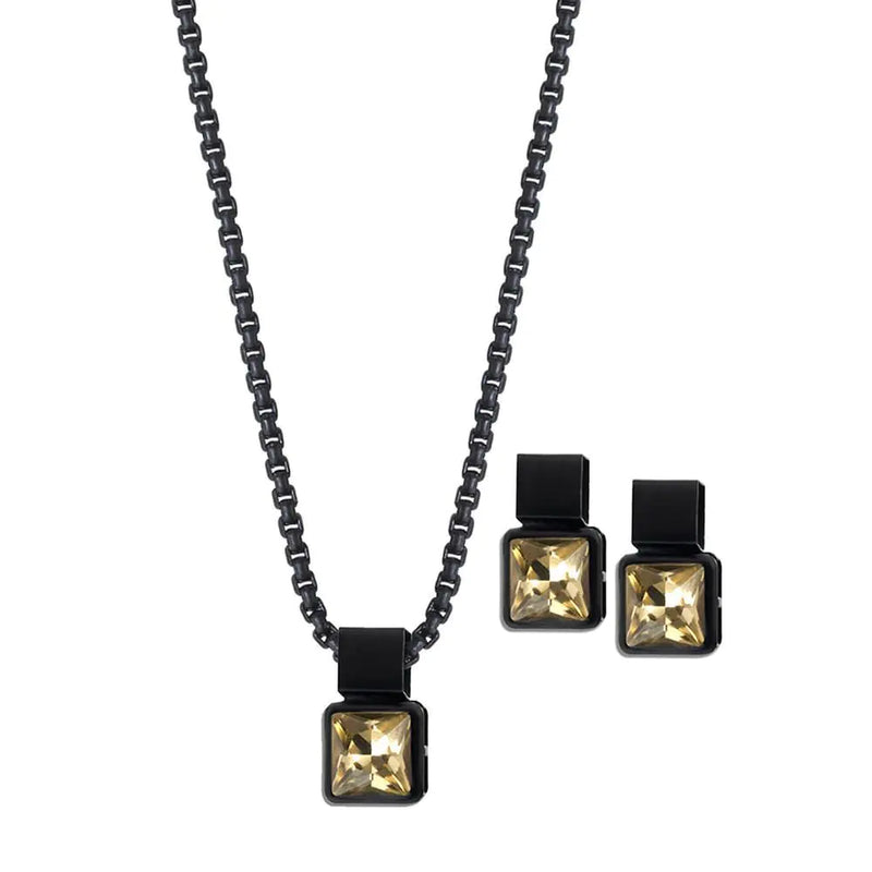 Coal Earrings & Necklace