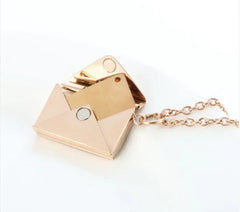 Hidden Message Heart Envelope Pendant Necklace